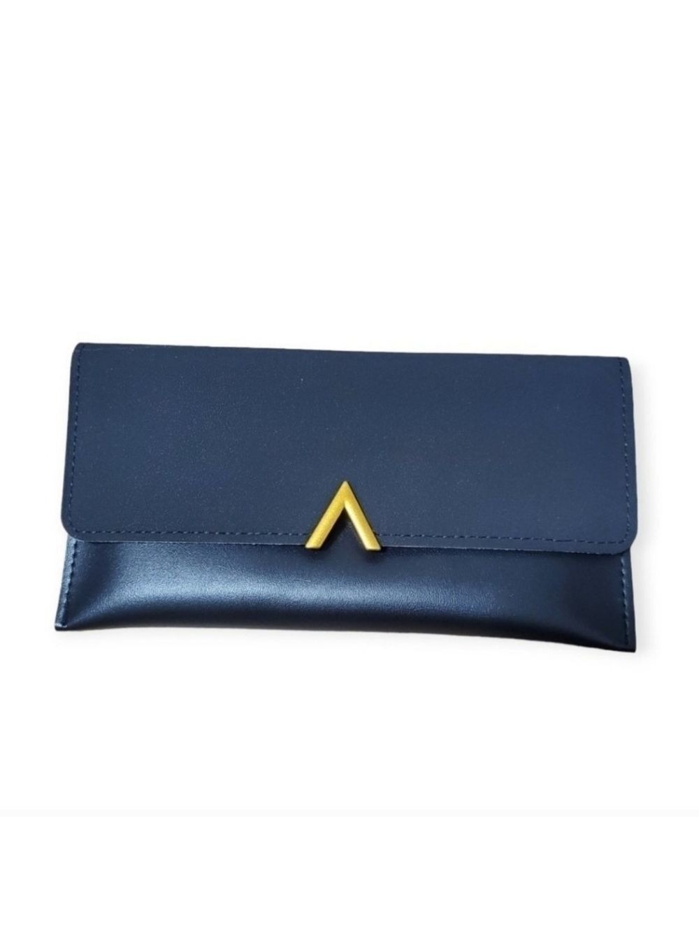 Flat Wallet Clutch Organizer in Black Faux Leather and Suede